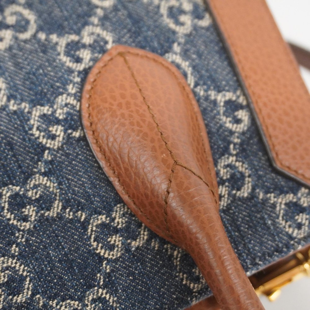 Gucci Handbag New Jackie GG Denim 649016 Blue Brown Women's P752960 - Picture 10 of 11
